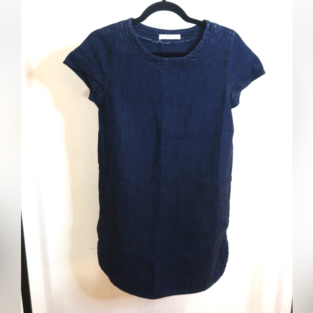 MANGO Denim Crewneck Shift Dress